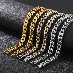 Αλυσίδα Cuban Link Κολιέ Βραχιόλι Ανοξείδωτο Ατσάλι Γυαλισμένο Τετράγωνο Κούμπωμα Hip Hop Streetwear Άνδρες Γυναίκες