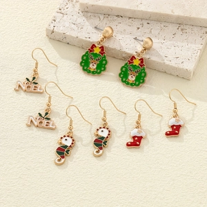 Boucles D'oreilles En Alliage Émail De Noël Renne Chaussette Noel Hippocampe Bijoux Dessin Animé Pour Femmes Filles