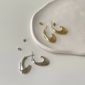 925 Sterling Silver Earring Post U Shape Geometric Stud Earrings Minimalist Polished Water Drop Style For Women