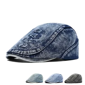 Vintage washed denim ivy cap with distressed holes available in four classic colors