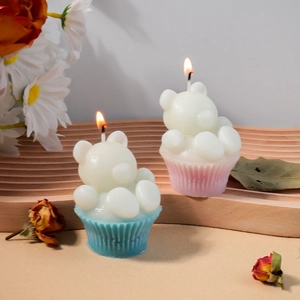 Moule en silicone 3D ours muffin pour la fabrication de bougies parfumées DIY