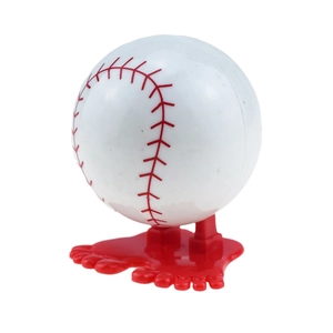 Funny wind-up jumping baseball toy with large red feet for holiday gift favors