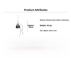 Détails des dimensions et matériaux du collier pendentif sac à main en acier au titane