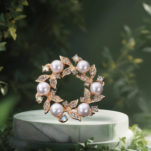 Broche Fleur En Alliage Avec Strass Et Künstliche Perle D'imitation Épingle De Col Élégante Pour Femmes Bijoux De Mode Vintage
