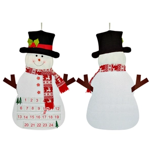 Felt snowman Christmas advent calendar with 24 numbered pockets for holiday countdown