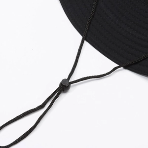 Cappello da sole nero ad asciugatura rapida con cordino e tesa larga per escursionismo