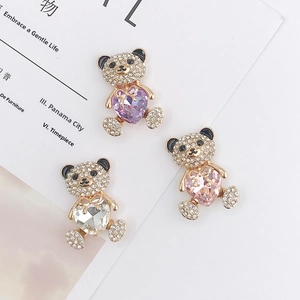 Sparkly bear charms with heart crystals in purple, pink and white for DIY jewelry crafts
