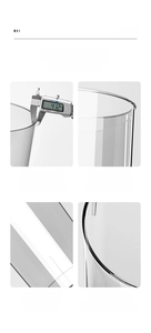 Detail of transparent PET bin showing 4.12mm thickened wall and non-slip bottom base