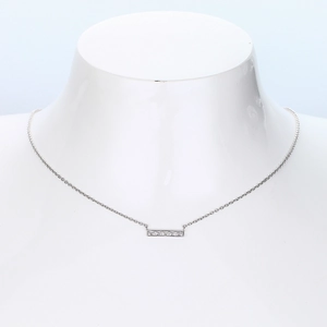 925 sterling silver necklace featuring a rectangular zircon pendant on a mannequin neck