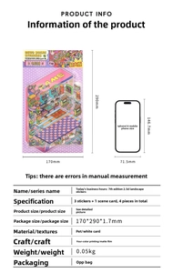 Size comparison of 2.5D creative scenery stickers with an iPhone 14 for scale