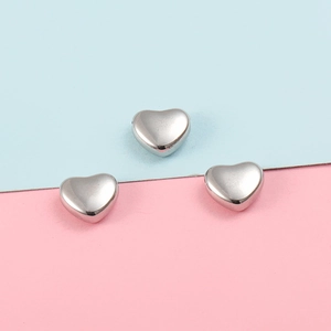Polished stainless steel heart-shaped pendant beads for DIY necklaces and bracelets