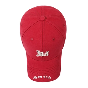 Casquette de baseball en coton rouge réglable avec broderie Bd et style urbain vintage