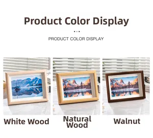 Nordic wood frames in white, natural, and walnut finishes for desktop or wall