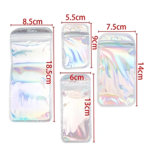 Rainbow holographic resealable bags in four sizes for jewelry and gift packaging