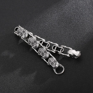 Bracelet chaîne de vélo en acier inoxydable 316L style punk avec crânes pour hommes