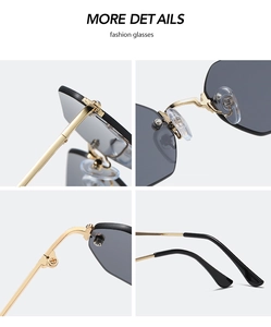 Vista de bisagras de metal dorado y almohadillas nasales de gafas de sol estilo punk