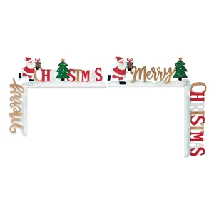 Christmas corner door frame decorations set with Santa and Merry Christmas wood signs