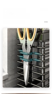Détail du support de cuisine en acier inoxydable 304 noir avec fente pour ciseaux dédiée