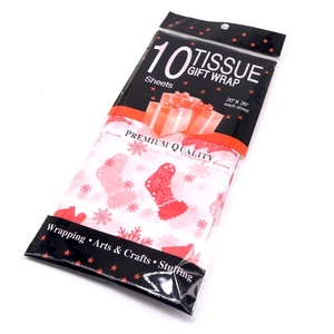 Christmas patterned tissue gift wrap paper pack of 10 sheets in clear retail packaging