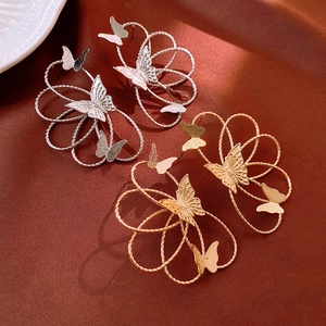 Hollow Line Butterfly Earrings Alloy With 925 Sterling Silver Earring Post Retro Geometric Trendy Jewelry For Women