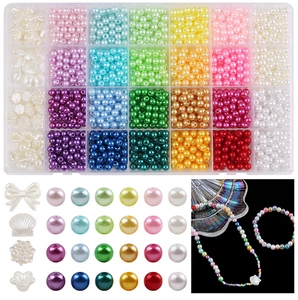 Detailed set of 24-grid colorful ABS pearls and assorted beads for DIY jewelry making