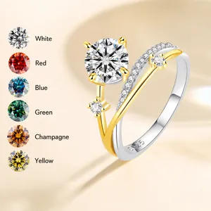 925 Sterlingsilber Moissanit Ring Zweifarbig Sternenspur Hochzeitsring Für Damen Rundschliff Zirkonia Schmuck Geschenk