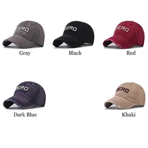 Vintage cotton baseball cap with ZERO embroidery in multiple distressed colors