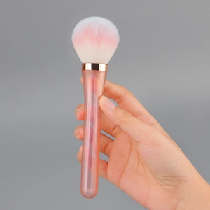 Professional Loose Powder Makeup Brush Synthetic Fiber Gradient Pink Soft Bristles Rose Gold Glitter Handle Portable Beauty Tool