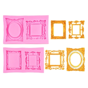European vintage baroque relief silicone frame molds for fondant and resin crafts