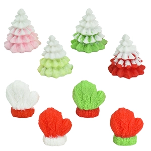 Miniature resin Christmas tree and glove figurines for DIY crafts and holiday decor