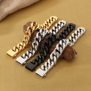 Bracelet Gourmette Homme Acier Inoxydable Vintage Robuste Punk Poli Large Bijoux Pour Homme Fermoir Carré