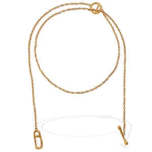 Minimalist gold anchor chain necklace featuring a stylish T-bar toggle closure and polished finish