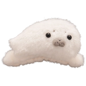 Cute white plush seal hair claw clip with soft faux fur for autumn and winter
