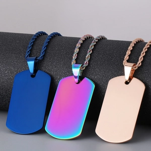 Stainless Steel Dog Tag Necklace Mirror Polished Military Style Pendant For Men Women Blank ID Name Plate Jewelry