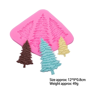 Christmas tree silicone mold for fondant and baking featuring three sizes of pine tree patterns