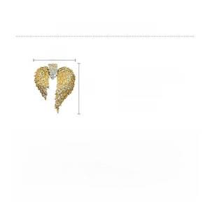 Detail showing dimensions 6x5cm and weight 35.1g of the gold angel wing brooch
