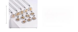Tableau des tailles montrant le diamètre de 20 mm pour pendentif zodiaque en argent et or