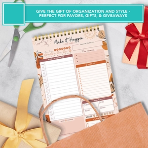 A5 daily planner notebook with schedule, to-do list, and retro boho design for gift.