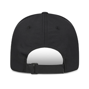 Breathable black quick-dry baseball cap with laser-cut holes and adjustable strap back