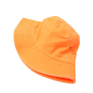 Bright orange cotton bucket hat with a wide brim and breathable metal eyelets for summer