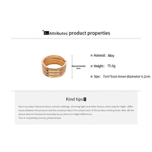Detailed dimension guide for the gold irregular multi-layer alloy bangle bracelet