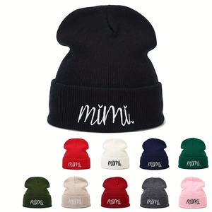 Acrylic Knitted Beanie Hat Warm Winter Cuff Cap Letter Embroidery For Men Women Unisex Soft Casual Style