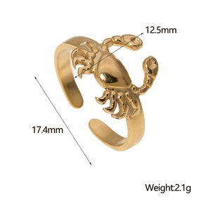 Détails des dimensions de la bague crabe 12,5mm et 17,4mm avec un poids de 2,1g
