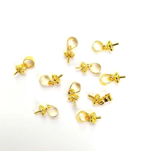 Bélières à tige en or 14k et calottes fleur pour pendentifs en perles semi-percées