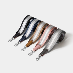 Wide Shoulder Strap Striped Glitter Woven Fabric Cowhide Leather Replacement Adjustable Belt For Crossbody Bag