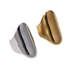 Classic minimalist 18k gold and silver adjustable wide stainless steel rings for women