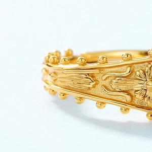 Vintage S925 Sterling Silber Kreuzmuster Ring in Gold mit geprägter Relieftextur