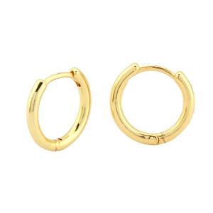 Classic 18K gold plated U-shaped geometric huggie earrings with a high-polished finish