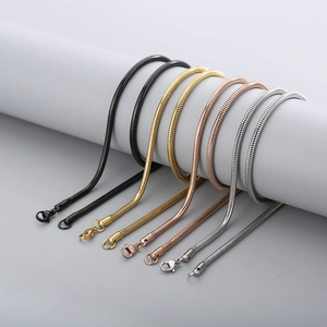 Polished round snake bone chain necklaces in black, gold, rose gold and silver colors
