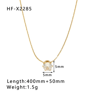 Detail showing dimensions of a 5mm zircon necklace with a 400mm gold adjustable chain